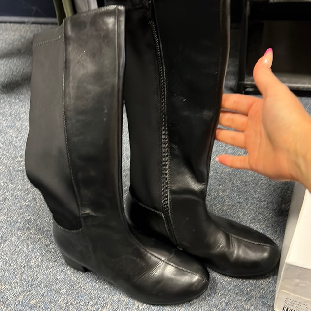 💜Girls A Line Black Boots Size 1